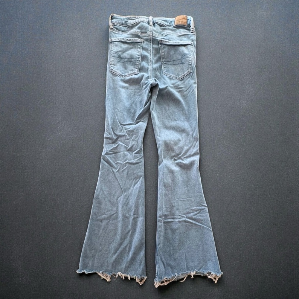 American Eagle Jeans Women Flared High Rise Distressed Stretch Denim Sz 6 - Picture 15 of 16